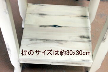 エントリーでポイント5倍　3240円で送料無料　ジャンクテーブル　アンティークホワイト　【アリスの時間】★