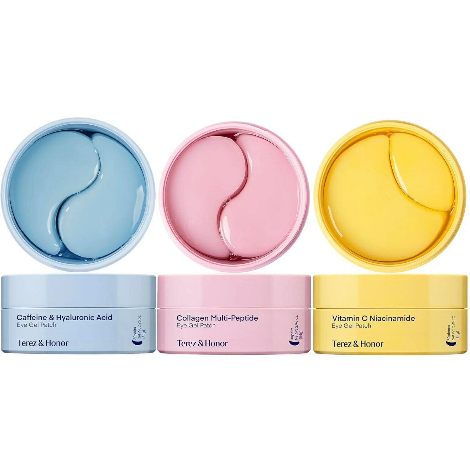 Terez & Honor 60枚 カフェイン ヒアルロン酸 目元パック アイジェルパッチ ヒアルロン酸パッチ 目元ケア アイパック 目元パックシート 韓国コスメ 60枚（30ペア）入り