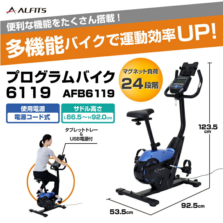 【B級アウトレット品/バイク】【基本送料無料/大型宅配商品】フィットネスバイク アルインコ直営店 ALINCO AFB6119 プログラムバイク6119エアロマグネティックバイク健康器具