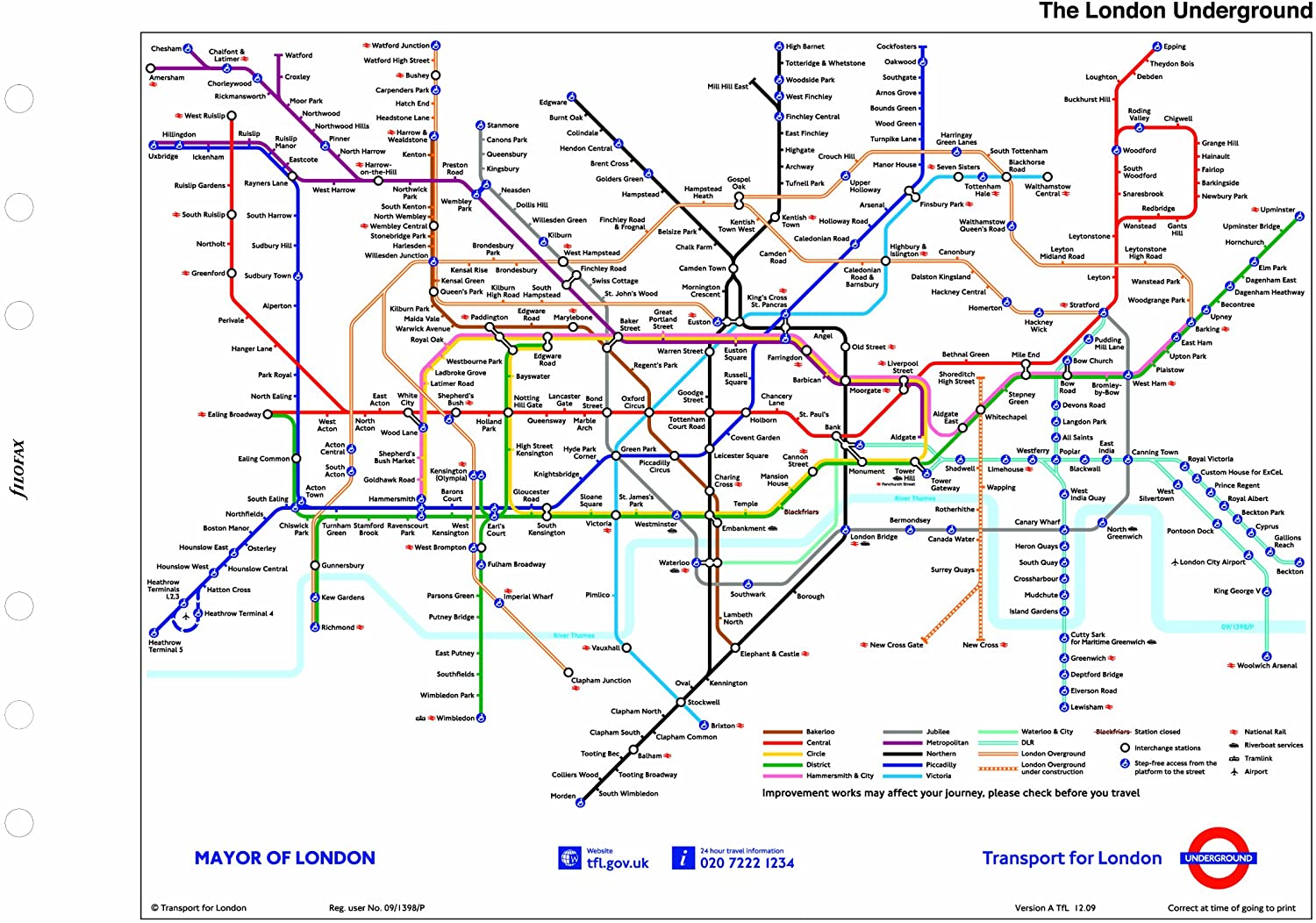 ファイロファックス システム手帳 リフィル バイブルサイズ London 地下鉄マップ map Filofax 6穴 131903 聖書サイズ 2