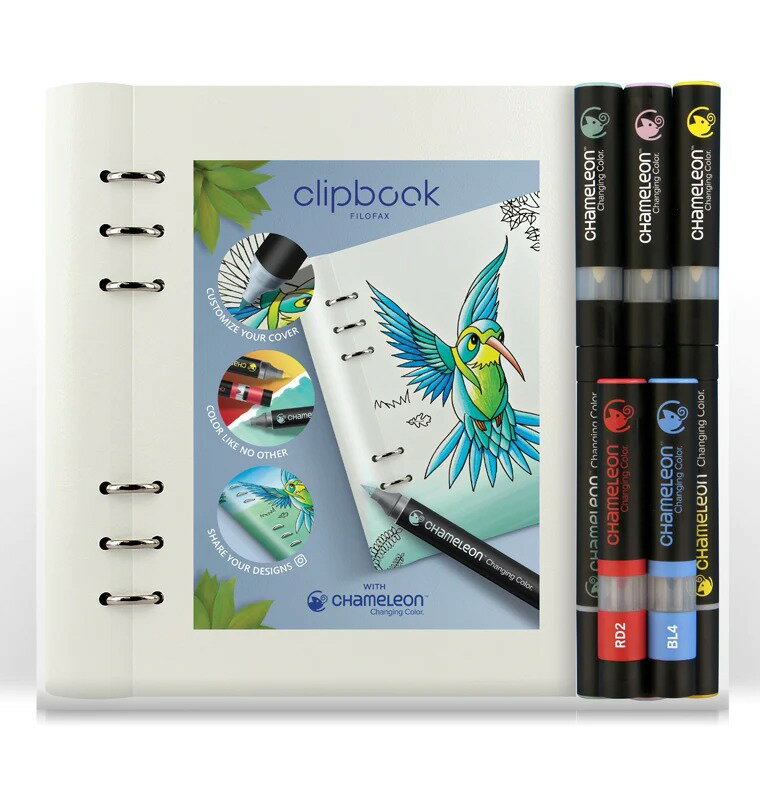 ファイロファックス システム手帳 クリップブック A5サイズ ホワイト カメレオンペン3本 カラートップ2本付き Filofax Clipbook White 白 合皮 6穴 デスクサイズ