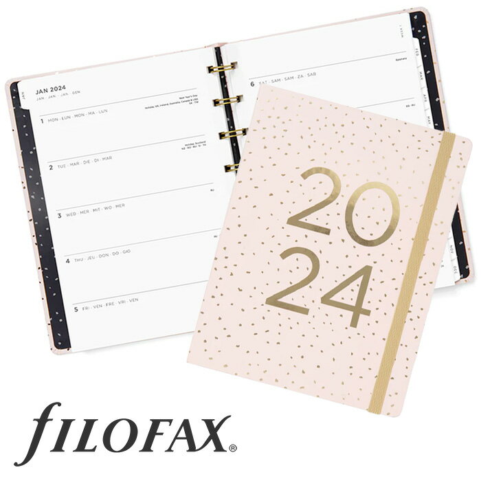 ファイロファックス 2024年 手帳 ノートブック A5サイズ コンフェッティ ローズクオーツ Filofax Confetti Planner