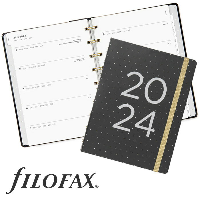 ファイロファックス 2024年 手帳 ノートブック A5サイズ ムーンライト ブラック Filofax Moonlight Planner