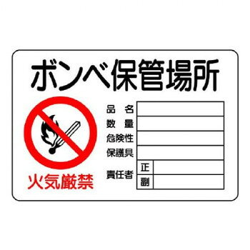 ユニット 危険標識　ボンベ保管場所　ヨコ 804-42B