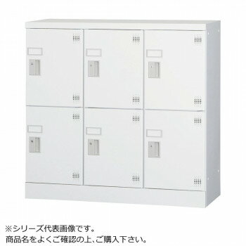 Office Cabinets - 豊國工業 多人数用ロッカーロータイプ(3列2段)シリンダー錠窓付き 棚板付き GLK-S6SW CN-85色(ホワイトグレー)