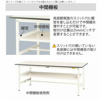 山金工業(YamaTec) SUPH-1245F-WW ワークテーブル150シリーズ 固定式 中間棚付 (H9...