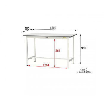 山金工業(YamaTec) SUPH-1575-WW ワークテーブル150シリーズ 固定式 (H950mm) 1500×750mm [2]