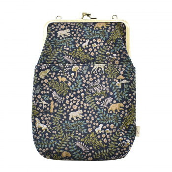Ripple×LIBERTY がま口2WAY ショルダーバッグ 森と動物 ネイビー GA29-LI003