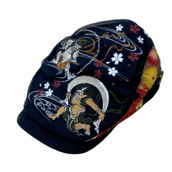 Newsboy Cap - 大西賢製販 Ripple 刺繍ハンチング 風神雷神 黒 H32-SH10