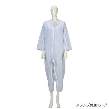 竹虎　ソフトケアねまき両開きファスナー薄手　ブルー　大きいサイズ　105895・LL