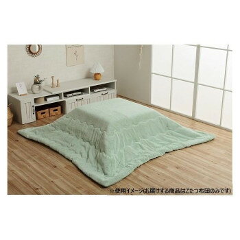 ■北海道・沖縄・離島へのお届けは別途送料を請求させていただきます。 ■製品の仕様・画像・パッケージは、変更される場合があります。 ■当店では在庫をメーカーと共有しており、商品によっては欠品の場合がございます。 　万一、ご注文頂きました商品が欠品の場合はご連絡させていただきます。 ■ご注文確定後のキャンセル不可です。 ■ラッピング（包装）対応不可です。表地にはフィラメント糸でふわふわなフェイクファーを使用しています。毛羽立ちが少なく、耐久性にも優れています。フェイクファーは毛が抜けにくいマイヤー織りで、毛足は長すぎず使用感がほどよい約10mmを採用しました。裏地には、柔らかく肌触りの良いフランネル生地を使用しています。両面使用可能なリバーシブルタイプ。中わたに抗菌防臭加工を施しました。【洗濯について】液温は40度を限度とし、手洗いができる(洗濯機は使用できません)。干し方=日陰のつり干しがよい。※こたつ台、ラグは別売りです。※フェイクファーは、毛足の向きによって色の見え方が変わるのが特長です。※使い始めは遊び毛が出る可能性がございますので、ご使用前に掃除機でやさしく吸い取ってください。※掲載写真は表記サイズと異なる場合がございます。※画面上のカラーはご使用ブラウザやモニターの設定により、実物とは若干異なる場合がございます。※ふとんをやぐらの中に押し込んだり、座イスやイス全体をこたつの中に入れたまま使用しないでください。ふとんがヒーターに当たらないようにご使用ください。ご使用により、ふとんが焦げた場合につきましては、返品・交換を承ることができませんので、あらかじめご了承ください。サイズ約190×190cm(キルティング加工許容範囲+5%-3%)個装サイズ：48.0×48.0×25.0cm重量個装重量：3300g素材・材質表地:ポリエステル100%(フェイクファー)、裏地:ポリエステル100%(フランネル)、中材:中空ポリエステル綿100%(抗菌防臭加工)仕様適応サイズ:約70〜80×70〜80cmのこたつ台カラー:ピスタチオグリーン生産国中国 広告文責（ホライズン・03-5843-9512)fk094igrjs