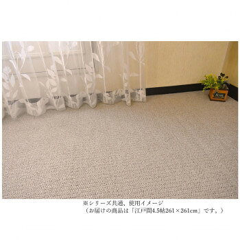 Rakuten - ニュープロテクト　ループパイルカーペット　抗菌防ダニ防臭防汚・撥水防炎・床暖対応 ベージュ江戸間4.5帖261×261