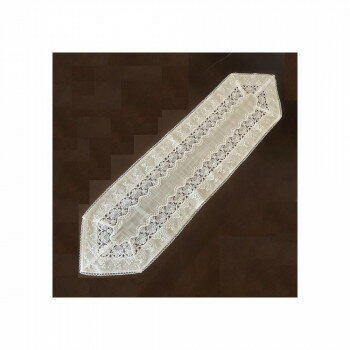 Table Runners - ゾエ テーブルランナー ベージュ生地×白レース 32×120cm 548-120