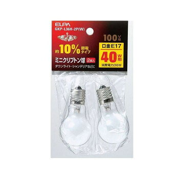 ■北海道・沖縄・離島へのお届けは別途送料を請求させていただきます。 ■製品の仕様・画像・パッケージは、変更される場合があります。 ■当店では在庫をメーカーと共有しており、商品によっては欠品の場合がございます。 　万一、ご注文頂きました商品が欠品の場合はご連絡させていただきます。 ■ご注文確定後のキャンセル不可です。 ■ラッピング（包装）対応不可です。40W形約10%節電タイプ。アルゴンガスよりも熱伝導率の低いクリプトンガスの封入で長寿命を実現した電球です。外径のコンパクト化によってスポットライト、ダウンライトなど幅広く使用できます。サイズ全長67×バルブ径35mm個装サイズ：3.5×8.2×14cm重量個装重量：30g仕様定格電圧:100V定格消費電力:36W定格寿命:約2000時間口金:E172個入り生産国日本 広告文責（ホライズン・03-5843-9512)fk094igrjs