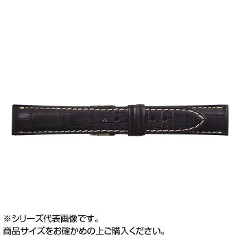 Watch Band, Belt - MIMOSA(ミモザ) 時計バンド クロコマット 18mm ブラック/ホワイトステッチ (美錠:銀) WRM-AW18