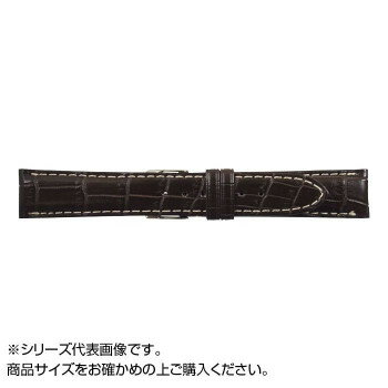 Mens - MIMOSA(ミモザ) 時計バンド クロコマット 20mm ブラウン/ホワイトステッチ (美錠:銀) WRM-BW20