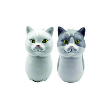 Condiments Container - キャットセラミック ソルト＆ペッパーセット シロ＆ハチワレ 4009565-02