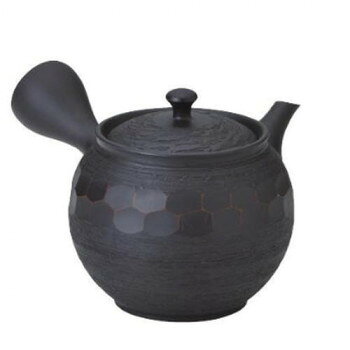 Tea-Utensils - 新丸型黒松皮2段カット 急須 Y4042