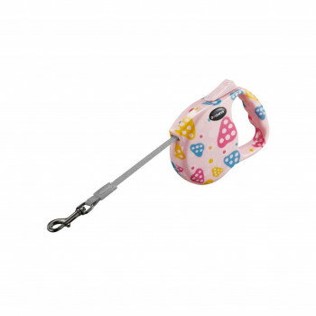 Collars, Harnesses, Leashes - ドッグネス 伸縮リード モダン S ピンクマッシュルーム