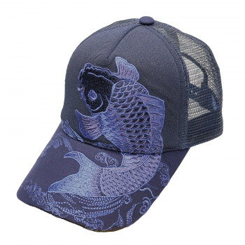 Cap - 大西賢製販 Ripple 刺繍メッシュキャップ モノトーン鯉 ネイビー H31NV-SM01