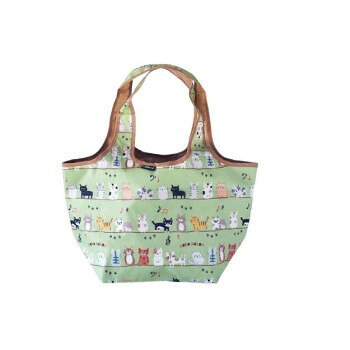 Tote Bag Type - のあぷらす　ノア+ 保冷コンビニバッグ ねこねこ みどり　NF875