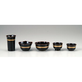 静凛 五具足 有田焼 黒 金ライン 32u200015v072