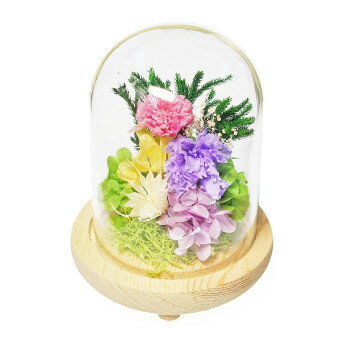 お供え用(仏花)　ガラスドームアレンジメント　プリザーブドフラワー　花重(はなえ)　ピンク　C36820