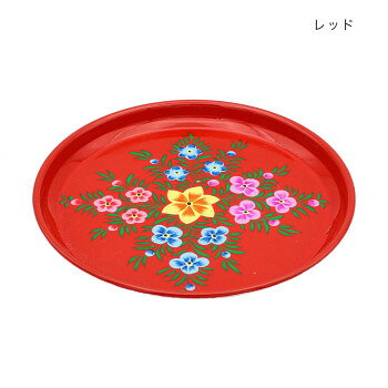 カシミールペイント ラウンドトレイ レッド 32523810376