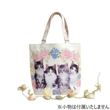 アクロスシーズ 猫・ローズ柄トートバック FDC-616C