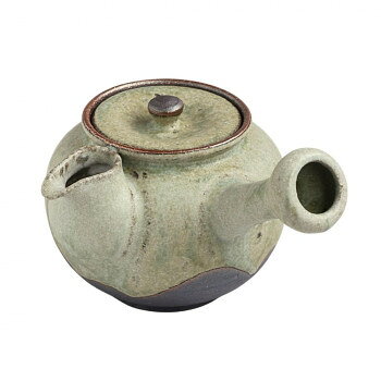 陶里 信楽焼 茶器 萌黄掛分急須(450cc) W316-01
