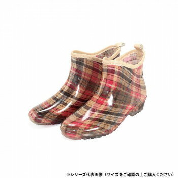 阪神素地 LB8307 婦人ガーデニングショートレインブーツ M チェックローズ