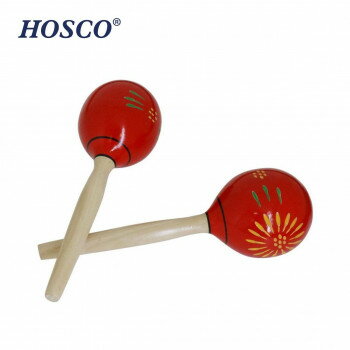 Drumming - HOSCO(ホスコ)　パーカッション ウッドマラカス　丸型9.5×31.5cm　レッド HP-MR-R/RD