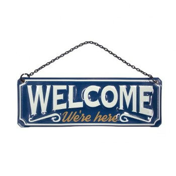 ティンWELCOMEサイン レクタングル ネイビー DE051871