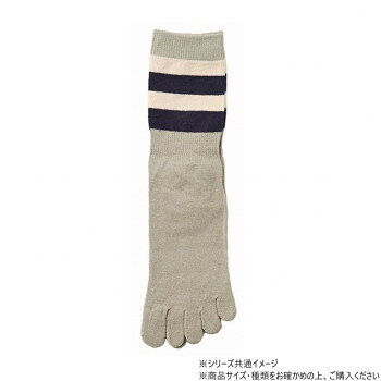 神戸生絲　紳士シルク5本指ソックス/ボーダー柄24-26cm 5290 グレー
