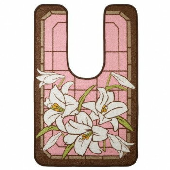 ユリ柄 ワイドロングトイレマット カサブランカ ピンク 120×75cm JA-468