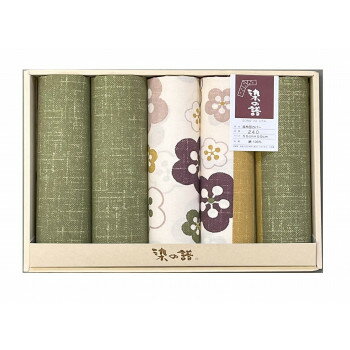 豊泉産業　ギフト箱入　染の譜座布団カバー5枚セット(花小紋)　グリーン