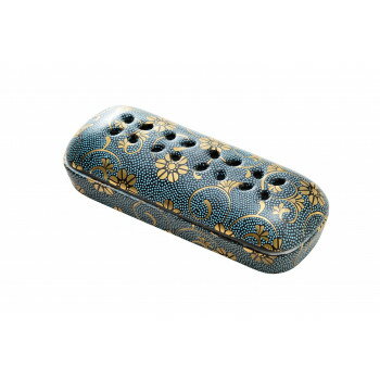 Incense Stick Stands - 九谷焼 夕凪 寝かせる線香皿 小　青粒鉄仙