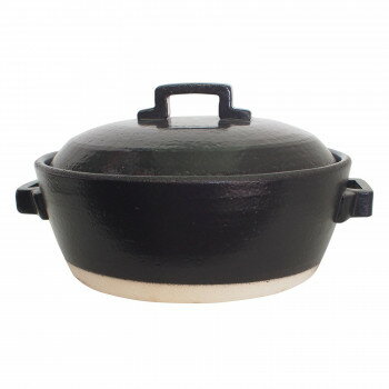 Earthen Pots - M0182 セラミック加工IH土鍋 スタイルブラック 7号 萬古焼