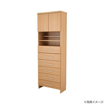 ■北海道・沖縄・離島へのお届けは別途送料を請求させていただきます。 ■製品の仕様・画像・パッケージは、変更される場合があります。 ■当店では在庫をメーカーと共有しており、商品によっては欠品の場合がございます。 　万一、ご注文頂きました商品が欠品の場合はご連絡させていただきます。 ■ご注文確定後のキャンセル不可です。 ■ラッピング（包装）対応不可です。引き出し1杯の有効内寸は、51.7×21.5×8cm、耐荷重3.5kg。見た目以上にたっぷり収納できます。扉付き収納部、オープン収納部共通の可動棚が付属しています。段違いにも平行にも使えて、用途に合わせた収納が可能です。扉付き収納は目隠しでスッキリ見せ、生活感を抑えます。扉は静かに閉まるソフトクローズ仕様です。※重量のある商品のため、開梱・設置は必ずお2人以上で作業してください。※完成品でのお届けですが、上下連結・取っ手取り付けはお客様ご自身で取り付けをお願いいたします。※大型連休の際は運送会社が運休するため、お届けまでにお日にちがかかる場合がございます。予めご了承ください。※大型商品は、お届け日時の確約を承る事ができません。(希望となります)サイズ外寸:(約)幅60.6×奥行29.7×高さ176.8cm(引き出し取っ手部分を含むと奥行32.7cm)、引き出し内寸:(約)51.6×21.5×8cm(6杯)個装サイズ：65.0×34.5×91.5cm重量(約)50500g個装重量：27000g素材・材質プリント紙・パーティクルボード仕様完成品(※上下連結・取っ手取り付けお客様作業)耐荷重:引き出し各3.5kg、固定棚各10kg、可動棚各2kg可動棚板:幅56.4×奥行12cm×4枚付属備考:クッションシールを標準装備個口数:2梱包サイズ:(1)65×34.5×91.5cm、(2)65×34.5×94.5cm梱包重量:(1)27kg、(2)27kg生産国ベトナム 広告文責（ホライズン・03-5843-9512)fk094igrjs
