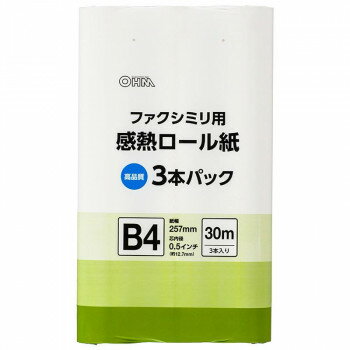 乐天商城 - OHM 感熱ロール紙 ファクシミリ用 B4 芯内径0.5インチ 30m 3本パック OA-FTRB30T