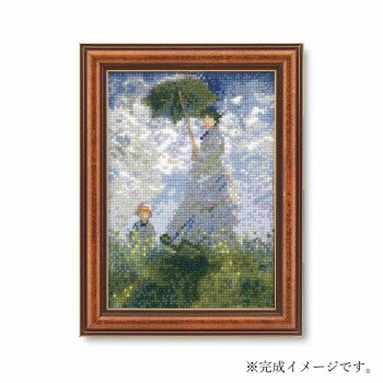 クロス・ステッチキット ART GALLERY ミニフレームコレクション 「日傘を刺す女」モネ 7585