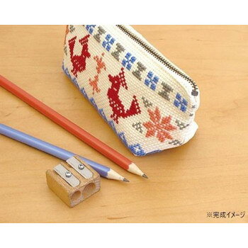 オリムパス 北欧のかわいいクロスステッチししゅうキット　ペンケース(ペアバード)...