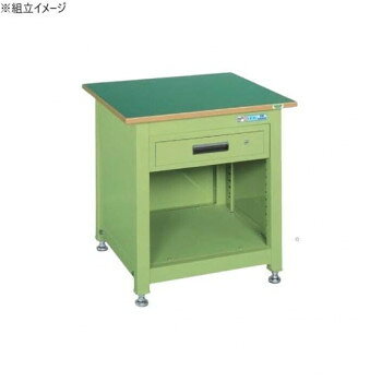 サカエ 一人用作業台KTタイプ サカエリューム天板 700×700×740mm キャビネット1段 KT-111FEN