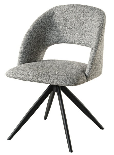 回転チェア チェア 椅子 回転椅子 ブラックスチール 回転 パーソナルチェア 回転式 混色生地 クッション ライトグレー