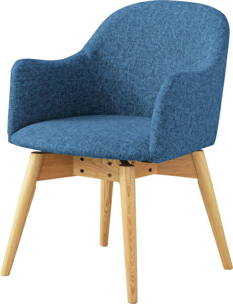 カラメリ 回転式チェア チェア ダイニングチェア 椅子 イス いす 回転 北欧 シンプル ハの字 かわいい ダイニング 食卓チェア 木製 肘付き 布 ファブリック モダン 背もたれ 天然木 アッシュ ブルー