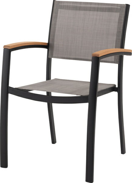 オリー チェア 椅子 屋外 イス ガーデン ベランダ 積み重ね メッシュ生地 天然木 アルミ シンプル おし..