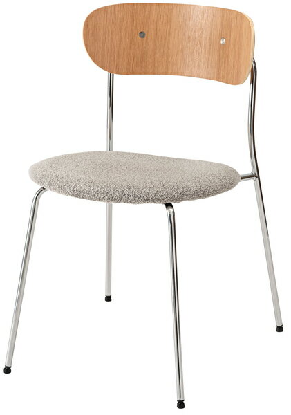 チェア ダイニングチェア 椅子 食卓椅子 ダイニング椅子 リビング ダイニング 1人掛け スチール クロームメッキ ファブリック 天然木 スタッキング カフェチェア テレワーク ベージュ