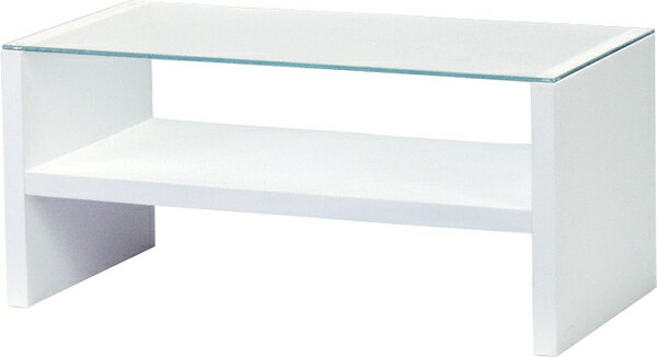 センターテーブル ローテーブル ガラス天板 強化ガラス モダン 北欧風 カフェ風 リビング ソファ前 長方形 省スペース シンプル スタイリッシュ 合成樹脂 安定感 耐荷重20kg インテリア 家具 ホワイト