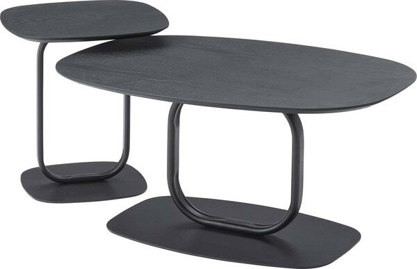 サイドテーブル テーブル 机 ナイトテーブル スリム おしゃれ モダン ベッドサイドテーブル ブラックスチール スチール ディスプレイ シンプル 高級感 黒 インダストリアル ブラック [2]