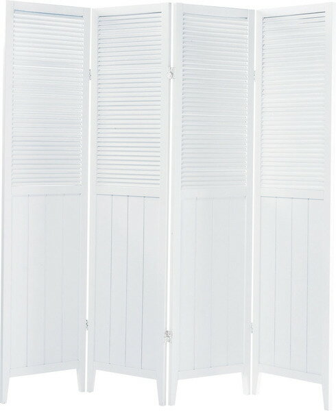 スクリーン 4連 パーテーション ルーバー 天然木 仕切り 間仕切り インテリア ホワイト
